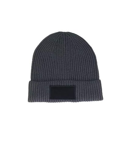 Unisex adult fashion patch beanie graphic grey/black Beechfield