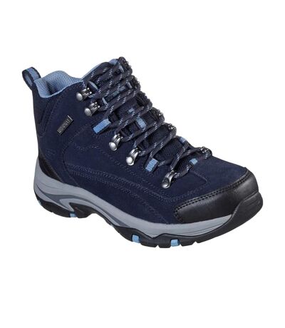 Womens/ladies trego-alpine suede relaxed fit walking boots navy/grey Skechers