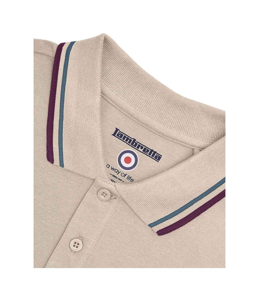 Polo Homme Beige Gris Anthracite Océan Violet Foncé Lambretta-4