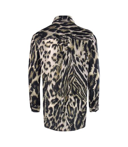 Womens/ladies Siberia 1927 Animal Print Shirt Brown Inoa