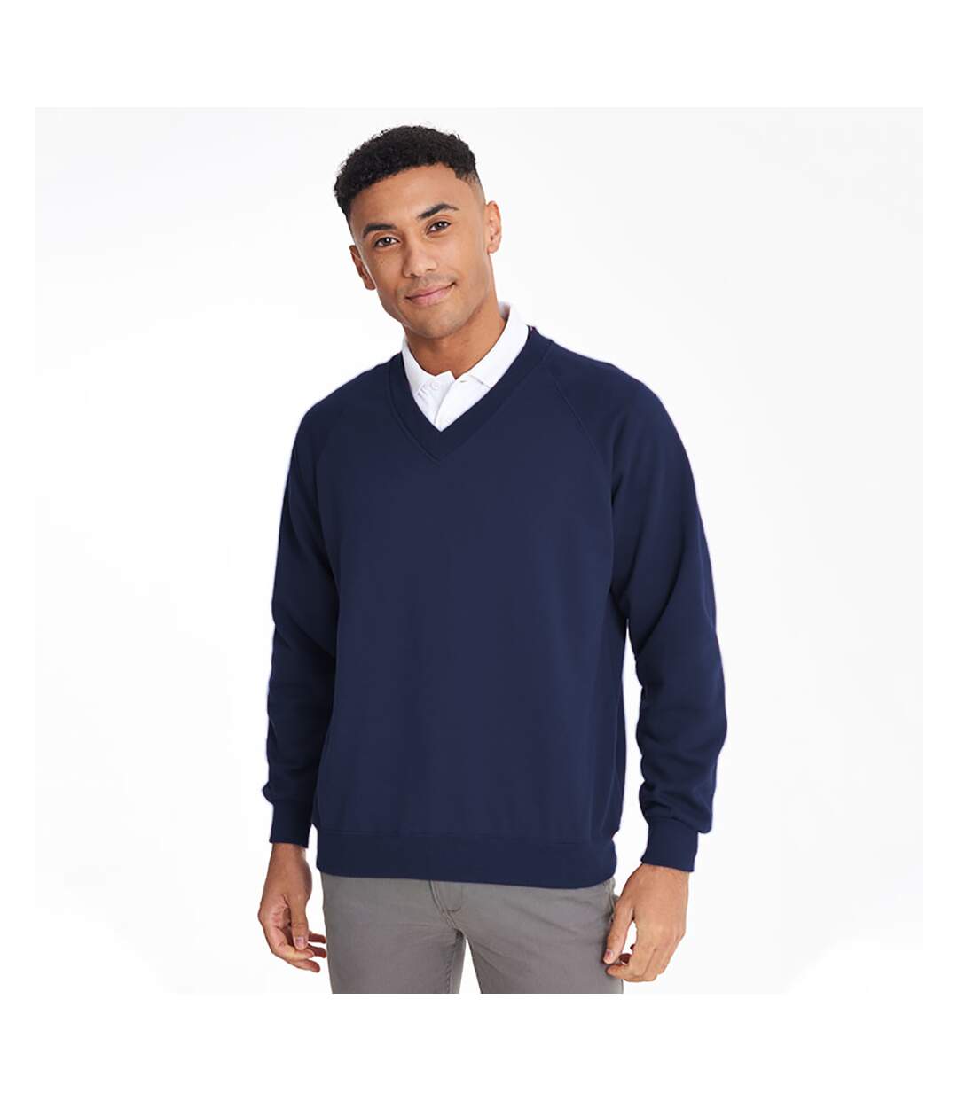 Sweatshirt avec col en v homme bleu marine Maddins