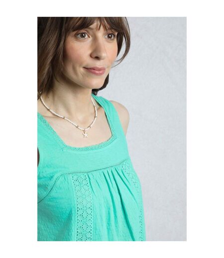Womens/ladies chelle organic cotton square neck vest top aqua marine Weird Fish