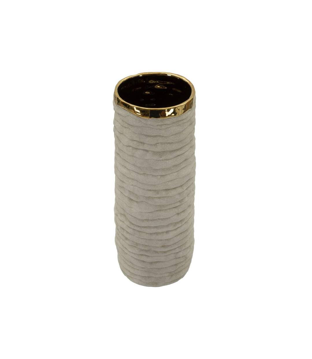 Vase Design en Céramique Lima 40cm Gris & Or-2