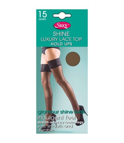 Silky Womens/Ladies Shine Lace Top Hold Ups (1 Pair) (Nude)
