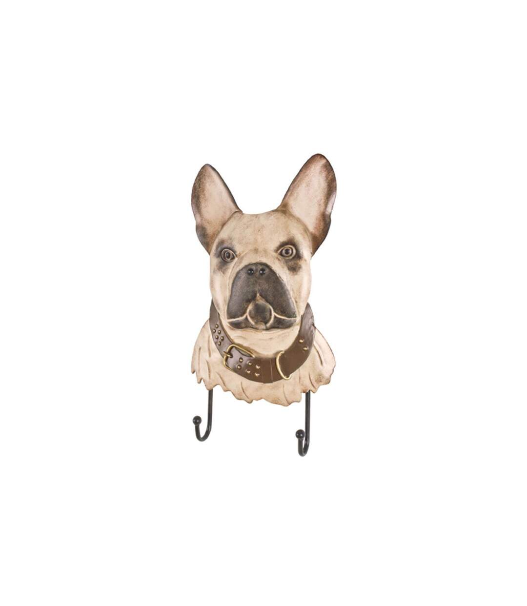 Patère Murale 2 Crochets Bouledogue 36cm Beige-1