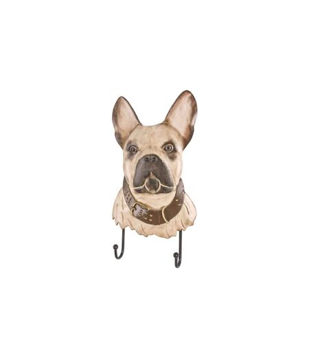 Patère Murale 2 Crochets Bouledogue 36cm Beige