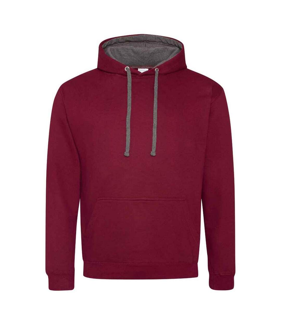 Sweat à capuche varsity adulte bordeaux / charbon Awdis-1