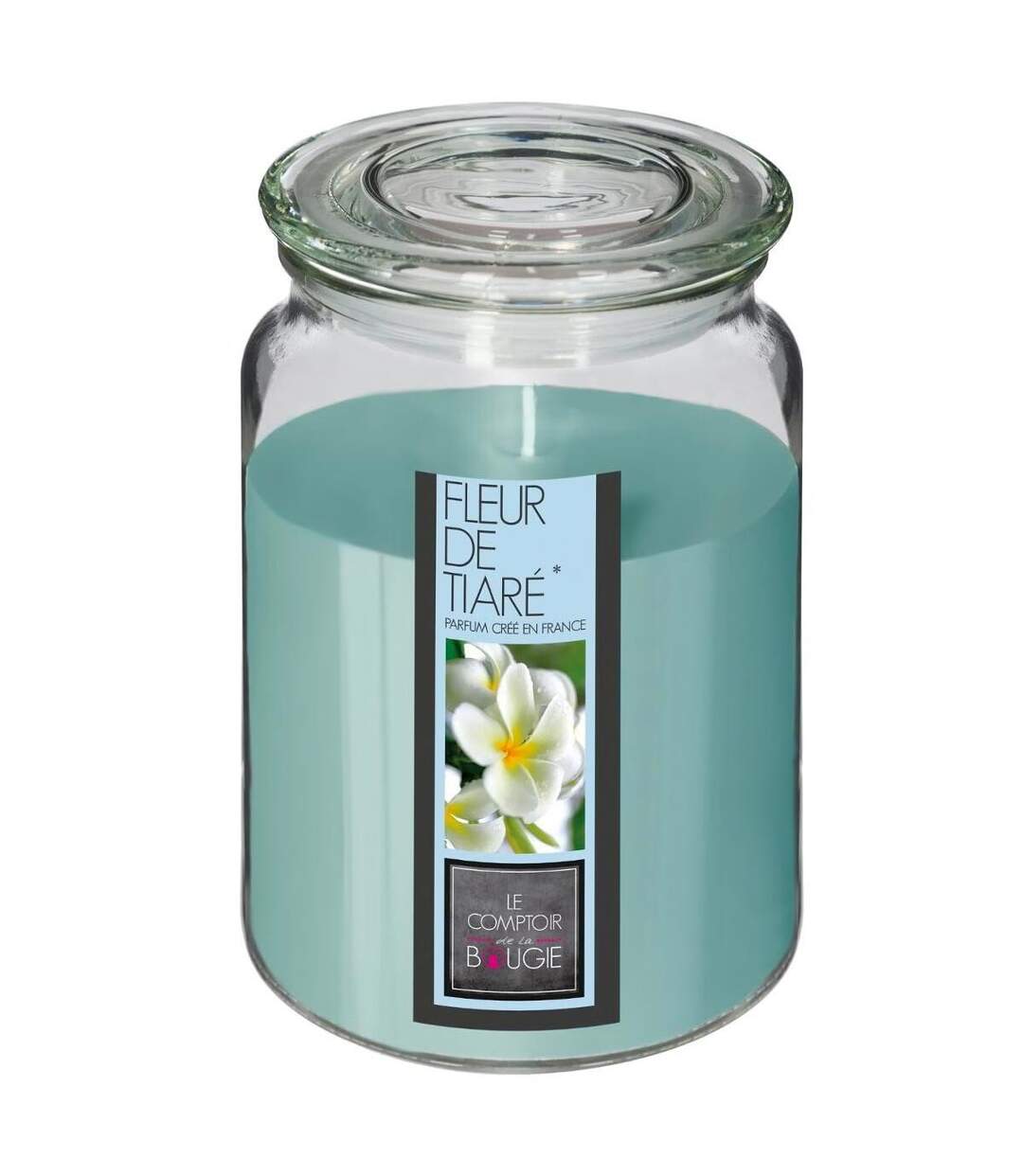 Bougie Parfumée en Verre Couvercle 510g Fleur Tiaré-1