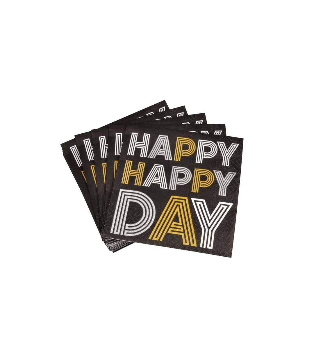 Lot de 20 Serviettes en Papier Happy Birthday 25x25cm Noir-2