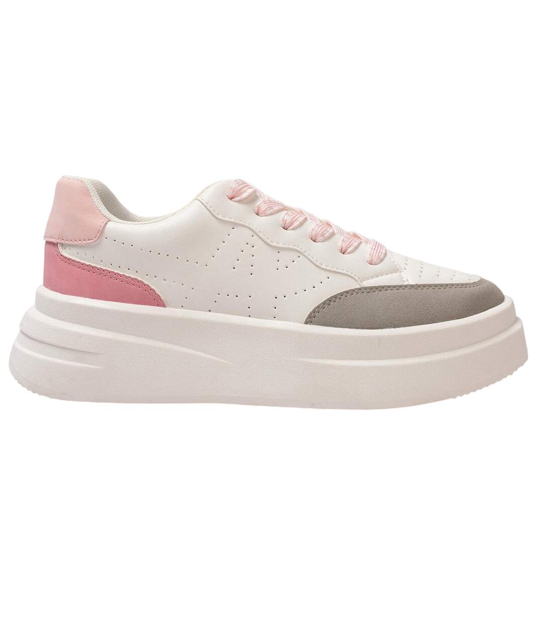 Womens/ladies Ari Casual Platform Trainers White Grey Pink Kappa-1