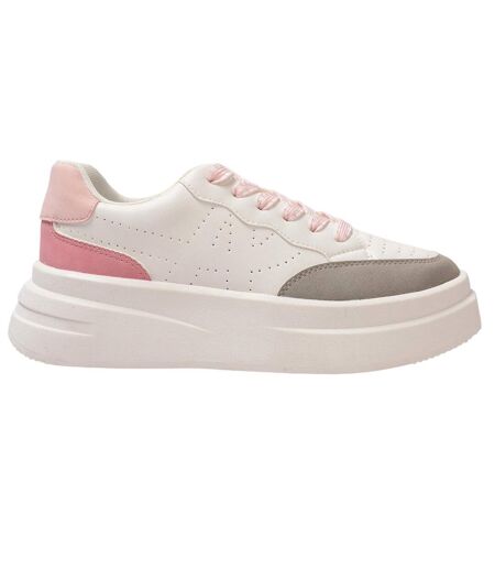 Womens/ladies Ari Casual Platform Trainers White Grey Pink Kappa