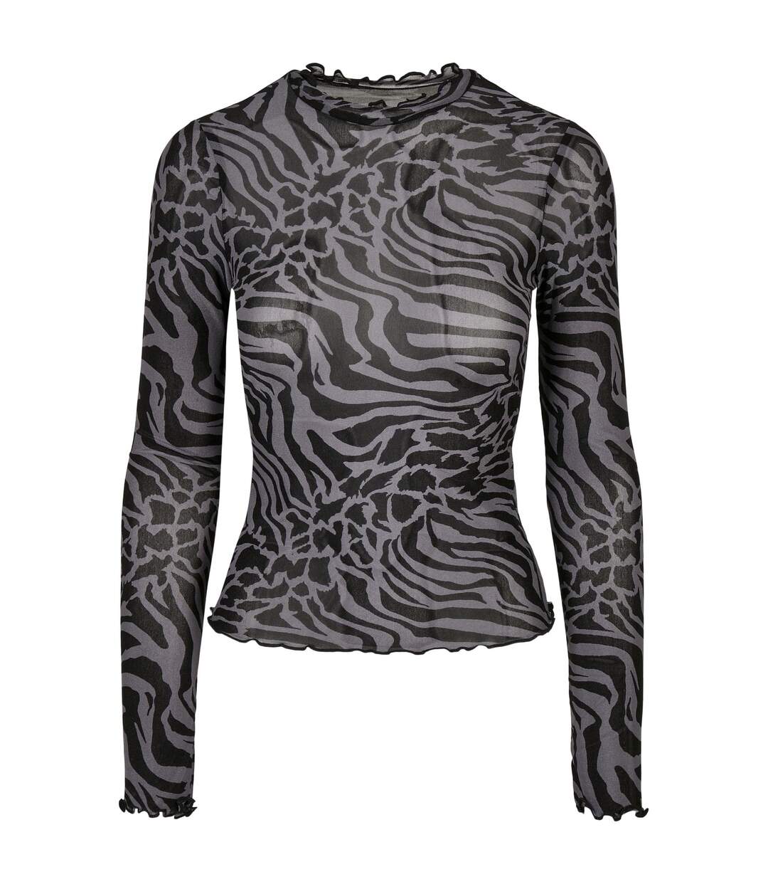 Haut Manches Longues Motif/style Imprimé Intégral Femme Anthracite Noir Urban Classics-1