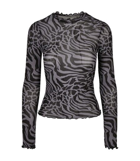 Haut Manches Longues Motif/style Imprimé Intégral Femme Anthracite Noir Urban Classics