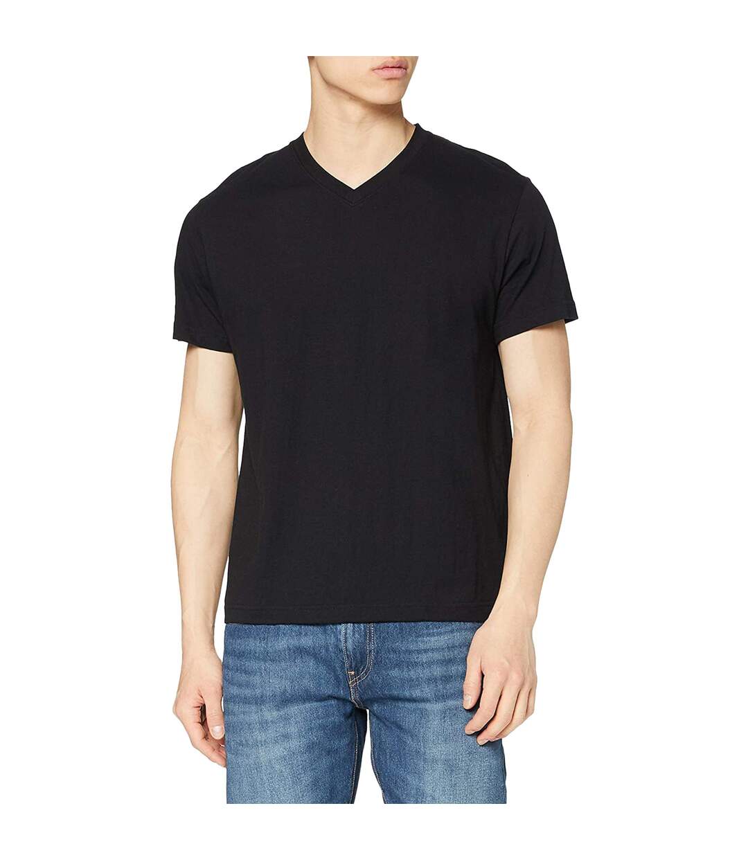 T-shirt Col V Homme Noir Stedman-3