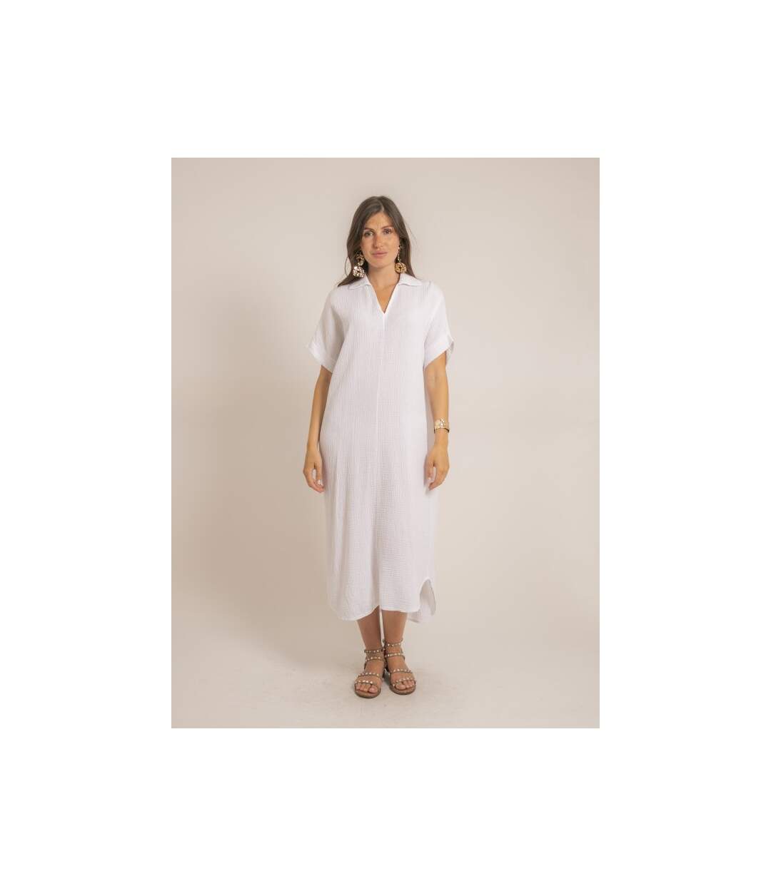 Robe longue gaze de coton IPELOR - Dona X Lisa-1