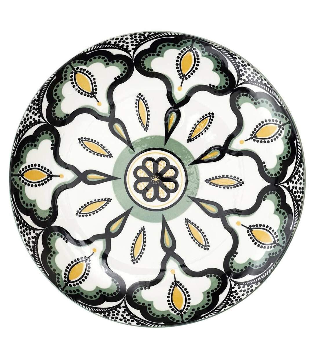 Lot de 6 Assiettes à Dessert Mandala 19cm Vert-1