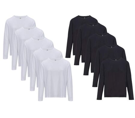 Lot 10 T-shirts manches longues FEMME - 04443 - noir et blanc