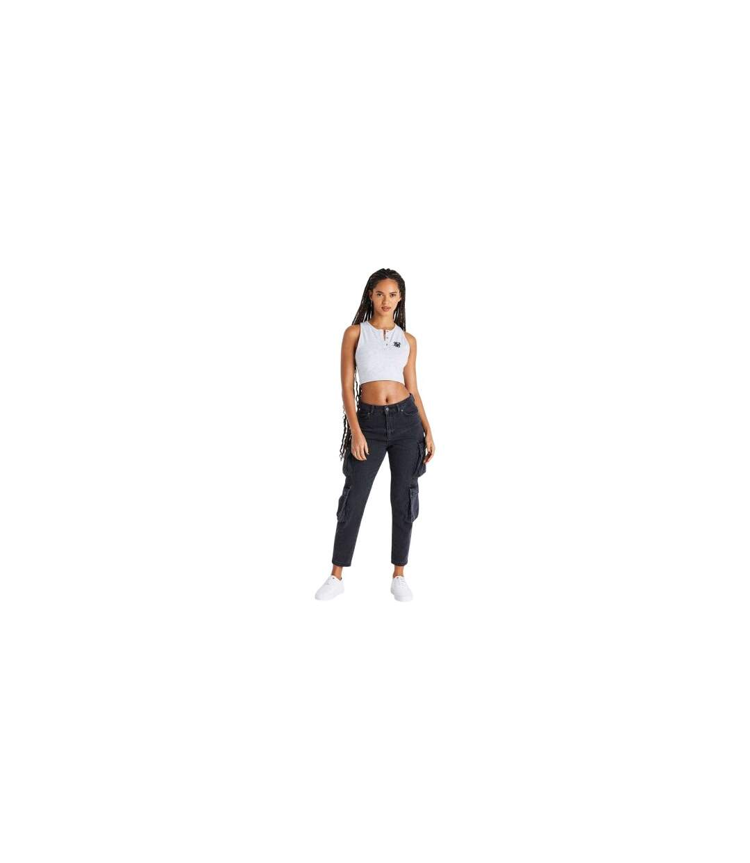 Womens/ladies Slim Crop Top Grey SikSilk-1