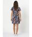 Robe évasée imprimé feuilles courte-2