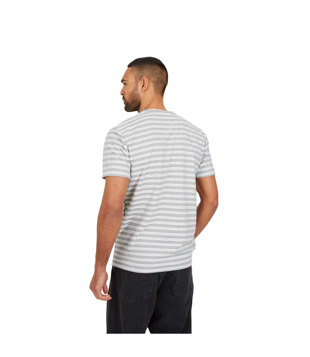 T-shirt Motif/style Rayé Homme Blanc Gris Brave Soul-3