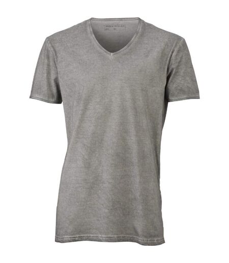 T-shirt style bohémien col V homme JN976 - gris clair