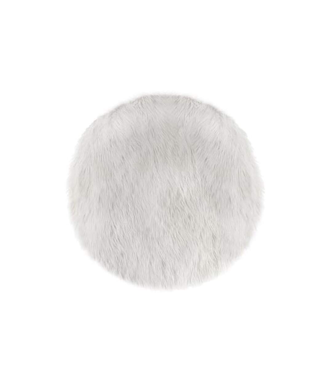 Tapis de Salon Fourrure Cercle 90cm Blanc-1