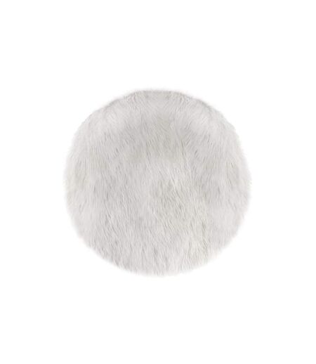 Tapis de Salon Fourrure Cercle 90cm Blanc