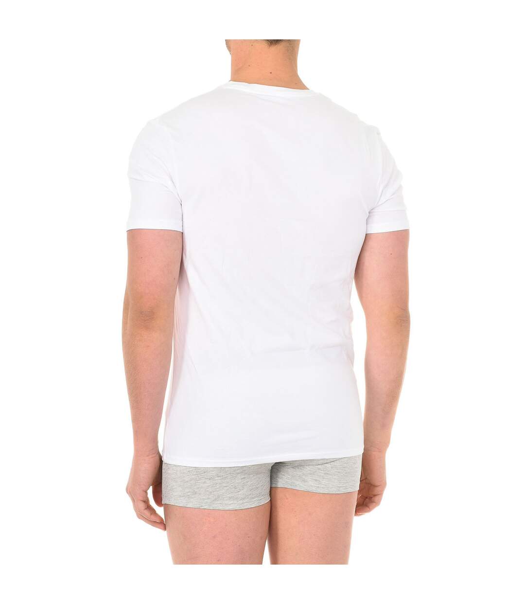 Pack- 2 short-sleeved V-neck T-shirts D0A6E men's basic and versatile design for men-4