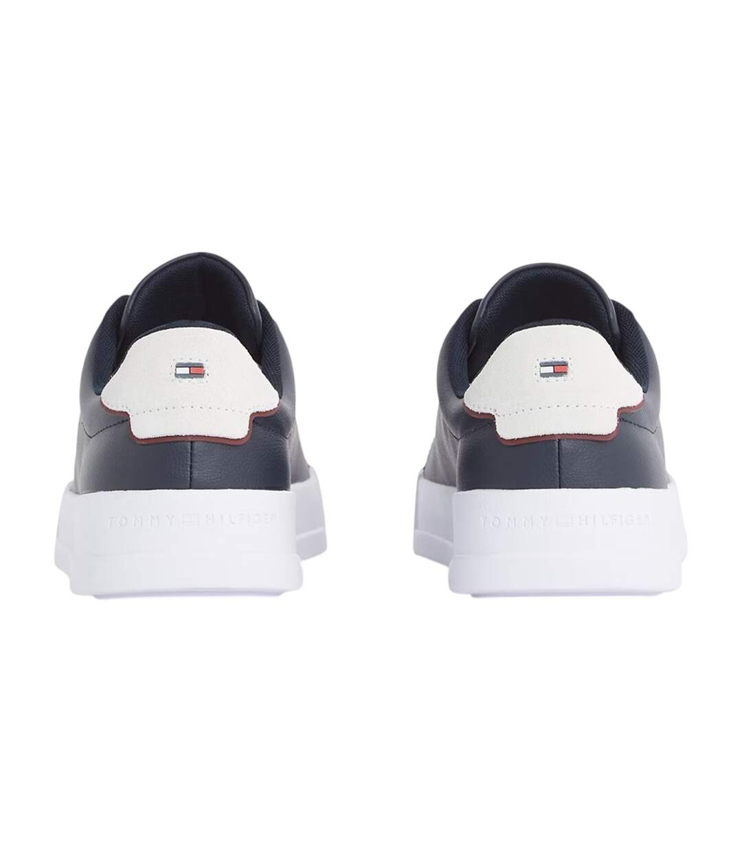 Mens Pebble Grain Court Leather Trainers Navy White Tommy Hilfiger-2