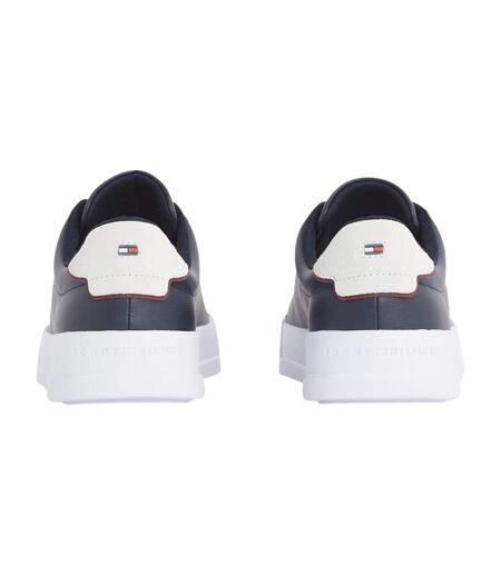 Mens Pebble Grain Court Leather Trainers Navy White Tommy Hilfiger