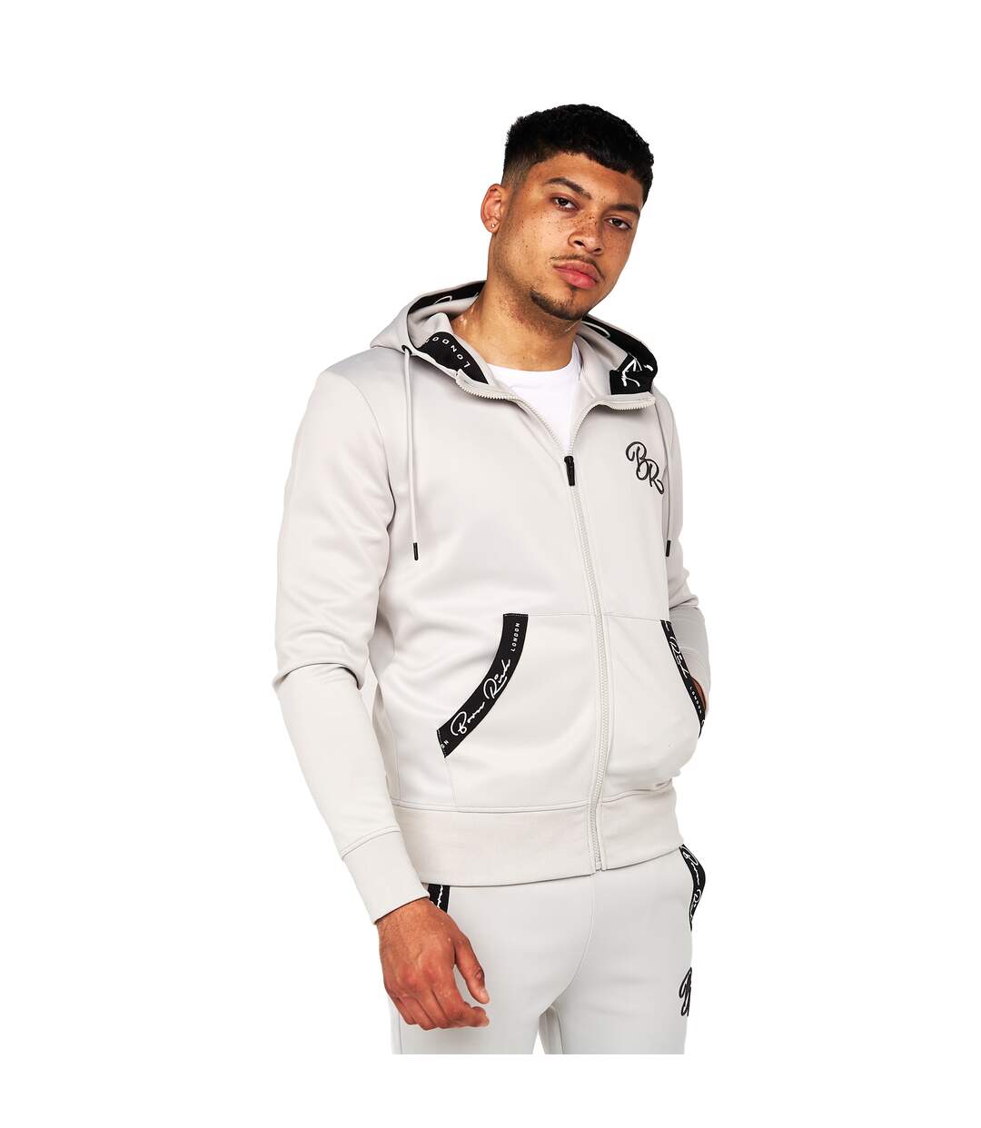 Mens Foletti Full Zip Hoodie Mystic Blue Born Rich-2
