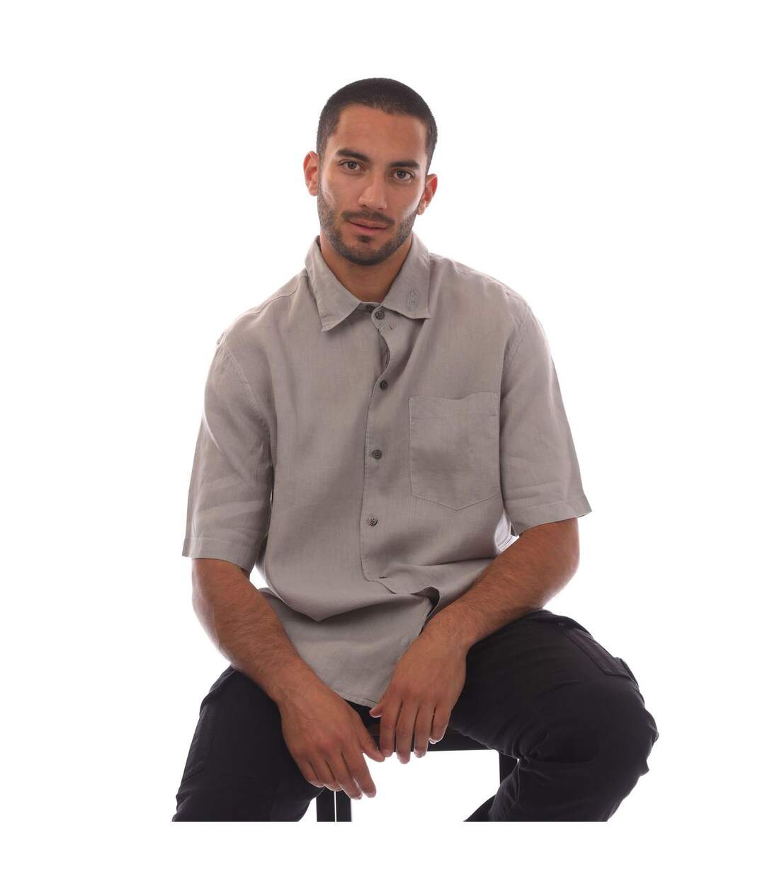 Mens S-emil Short-sleeved Shirt Grey Diesel-1