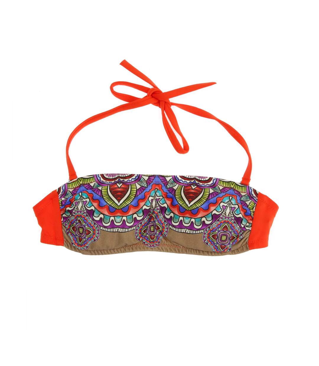 Haut de Bikini Bandeau Orange/Motif Femme Nana Cara Kenya-1