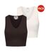 Pack Of 2  Womens/ladies V Neck Slim Crop Top  Chocolate Sugar Swizzle Slazenger-1