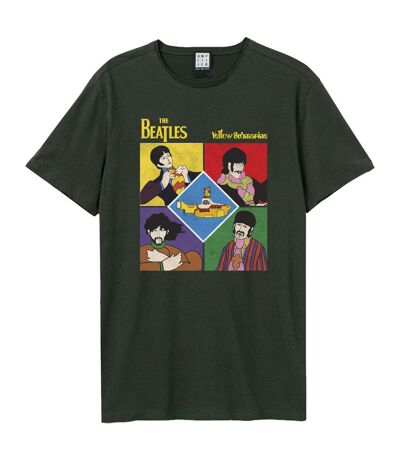 Unisex Adult Yellow Submarine Shapes The Beatles T-shirt Charcoal Amplified