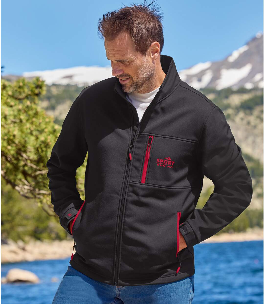 Blouson Softshell Doublé Polaire Noir-3