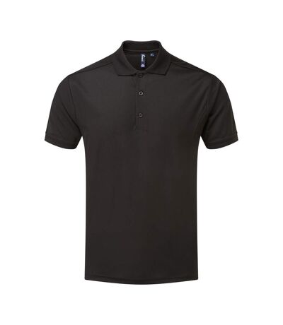 Mens Coolchecker Pique Polo Shirt Black Premier