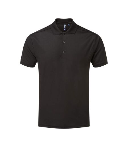 Mens Coolchecker Pique Polo Shirt Black Premier