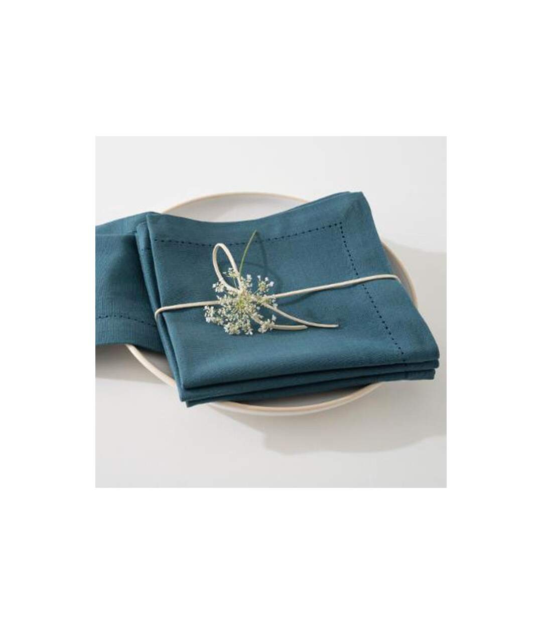 Lot de 4 Serviettes de Table Chambray 40cm Bleu Canard