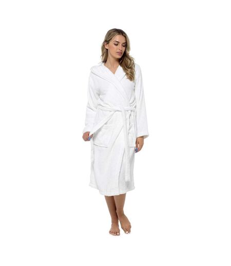 Tom Franks Womens/Ladies Pure Cotton Bathrobe (White) - UTUT1600