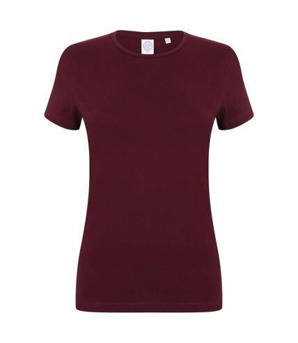 Skinni Fit Womens/Ladies Feel Good Stretch Short Sleeve T-Shirt (Burgundy) - UTRW4422