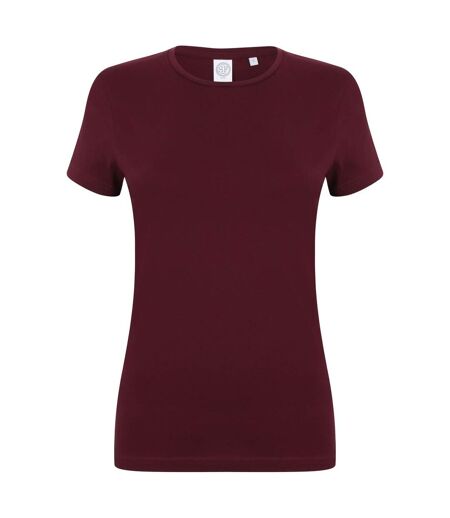 Skinni Fit Womens/Ladies Feel Good Stretch Short Sleeve T-Shirt (Burgundy)