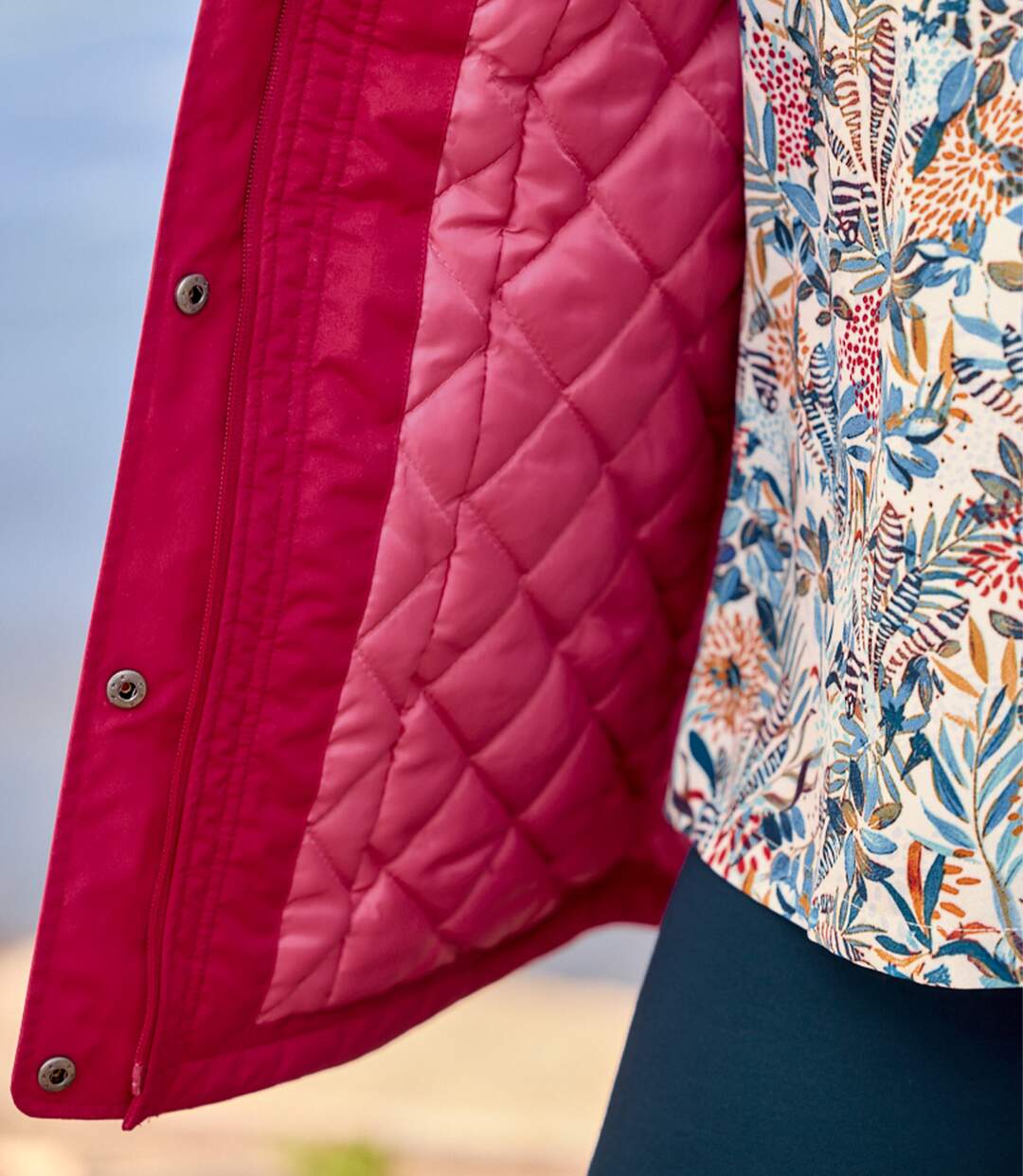 Gewatteerde parka met fuchsia capuchon-7