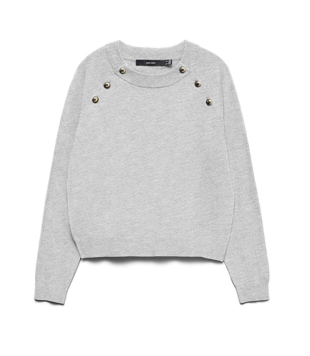 Pull gris femme vero moda happy-1