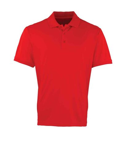 Mens Coolchecker Pique Polo Shirt Red Premier