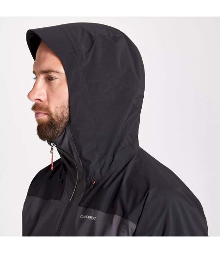 Mens gryffin contrast panel waterproof jacket black/black pepper Craghoppers