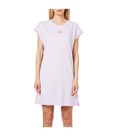 Womens/ladies Crew Neck T-shirt Dress Purple Boss