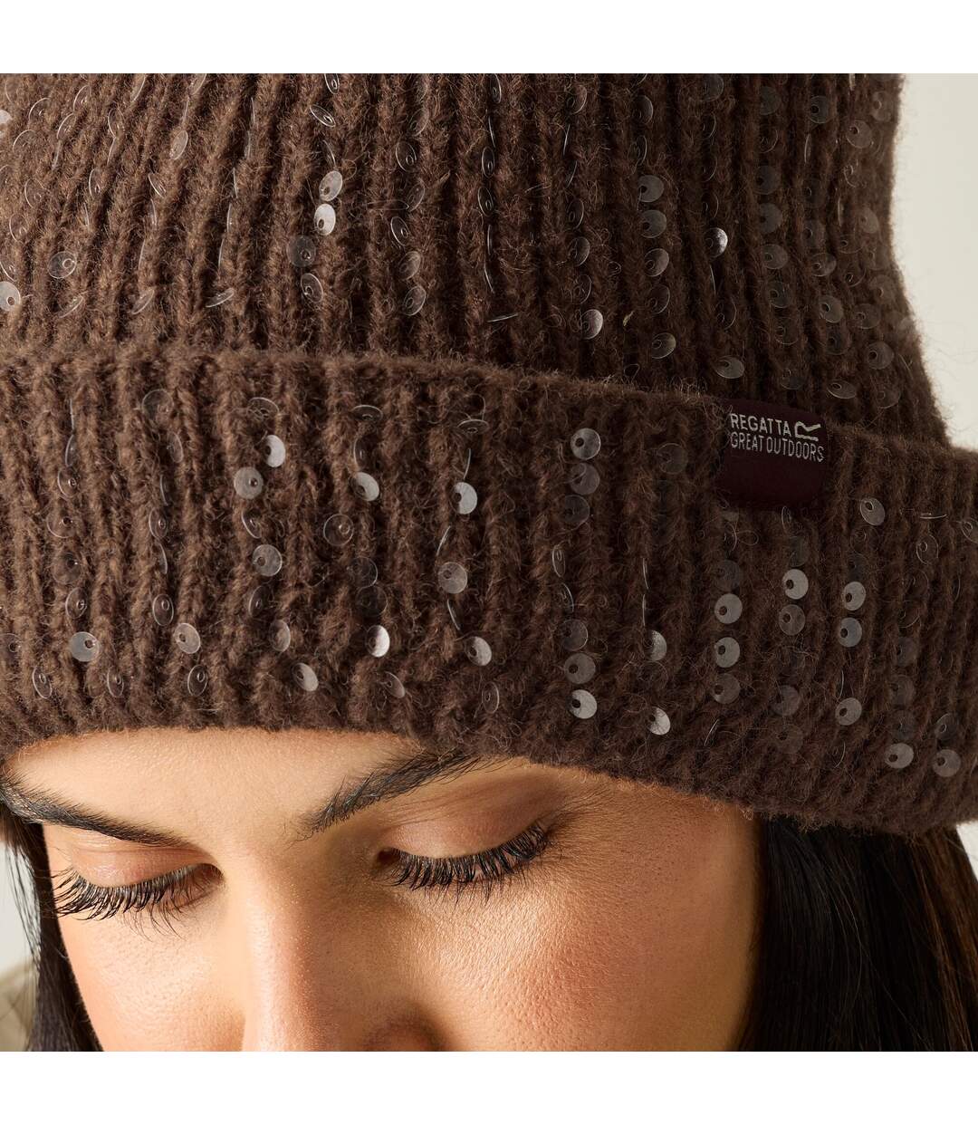 Bonnet Uni À Revers Lorelai Femme Marron Foncé Regatta-4