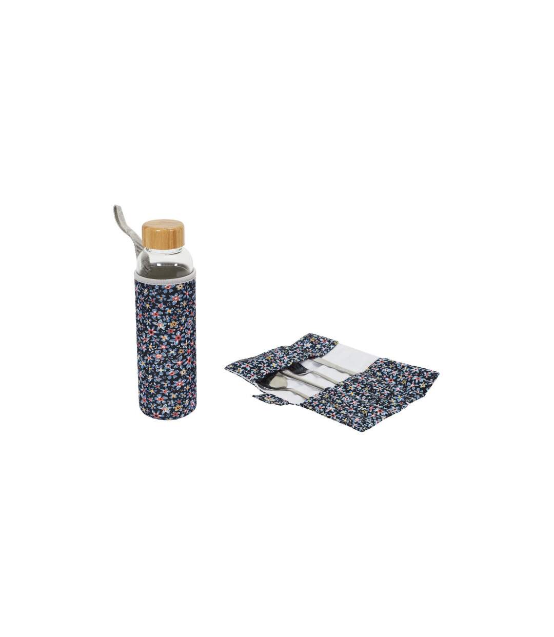 Coffret Bouteille & Couverts Pochette 50cl Bleu-1