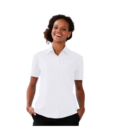 Russell Collection Ladies/Womens Short Sleeve Poly-Cotton Easy Care Poplin Shirt (White) - UTBC1028